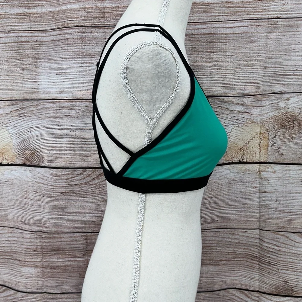 Fabletic Green and Black Dash Bikini Top Size M
